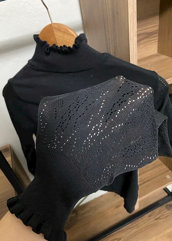 Siyah Yüksek Yaka Kadın Triko Kazak - Görsel 7