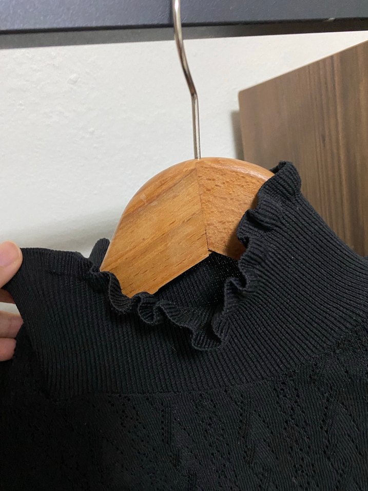 Siyah Yüksek Yaka Kadın Triko Kazak - Görsel 2