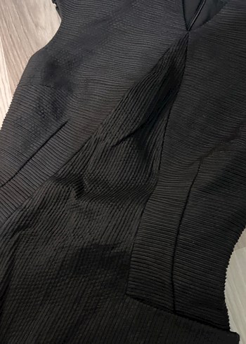 Siyah Pilili Dar Yakalı Midi Elbise - Görsel 3