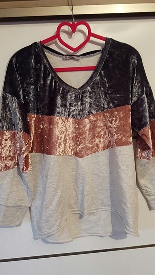  pembe gri kadife sweatshirt