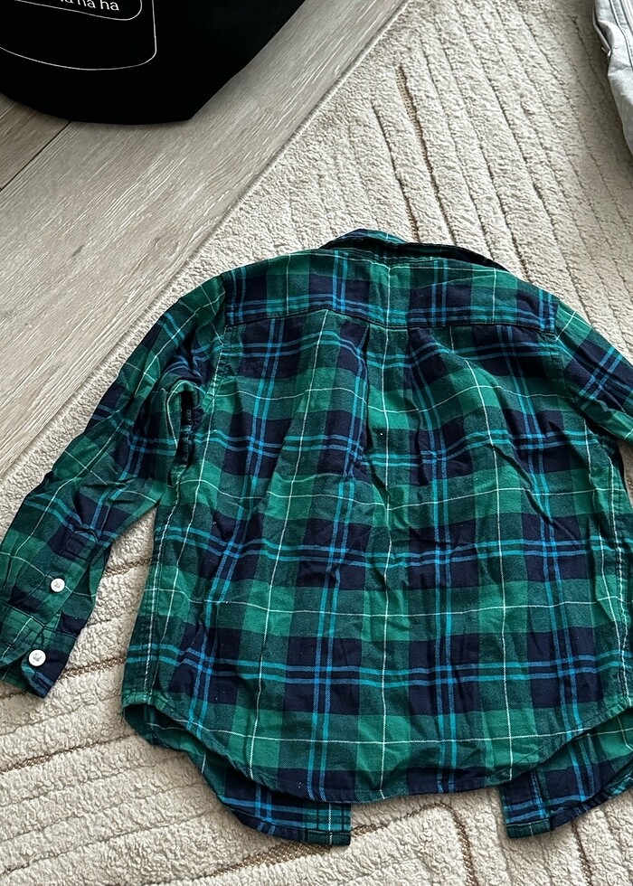 3 yaş yeşil ekose gömlek - Görsel 3