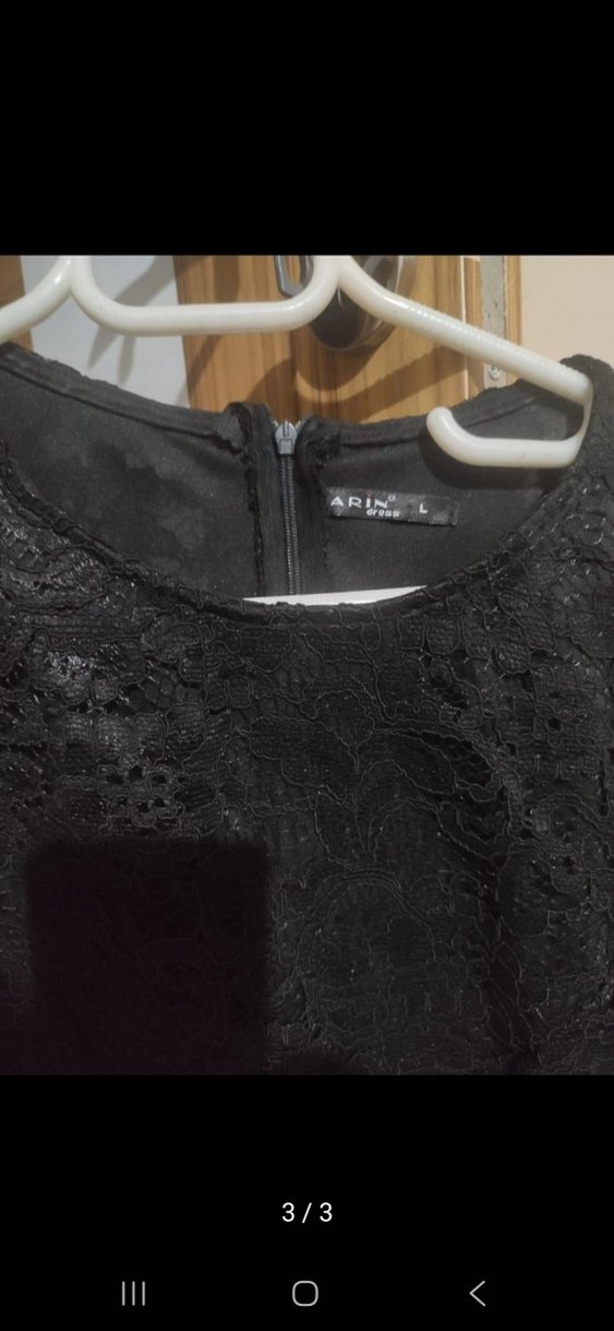 Siyah Dantel Uzun Kollu Uzun Elbise - Görsel 3