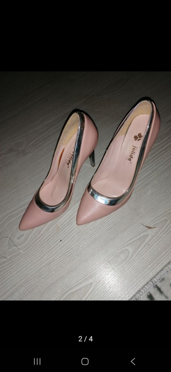 Pembe gumus seritli Stiletto Topuklu Kadın Ayakkabı - Görsel 2