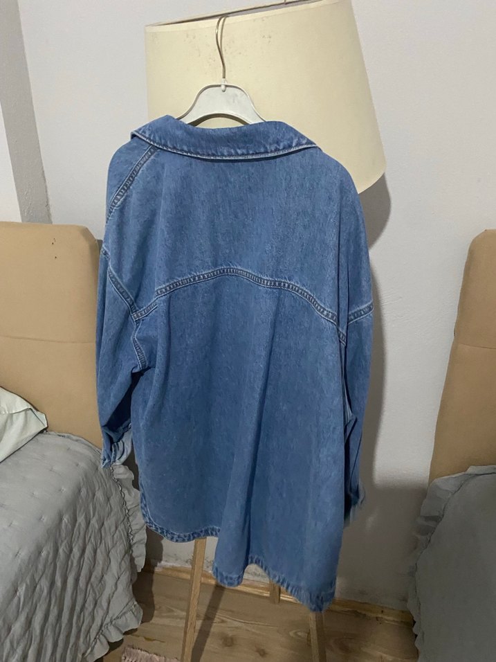 Gevşek Kesim Mavi Denim Ceket - Görsel 4
