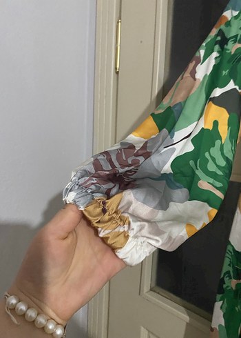 Uzun Kollu Çok Renkli Bohem Uzun Elbise kemerli - Görsel 2