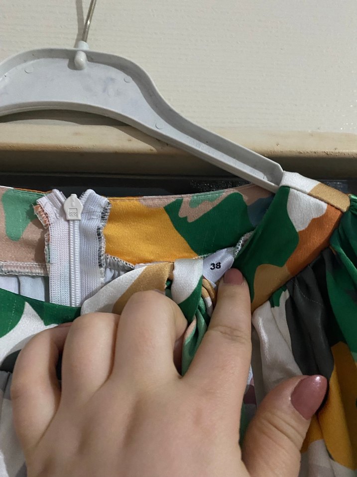 Uzun Kollu Çok Renkli Bohem Uzun Elbise kemerli - Görsel 3