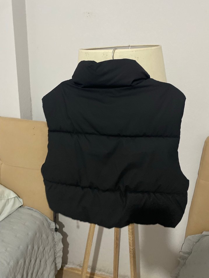 Siyah Kemerli Mini Kadın Yelek - Görsel 3