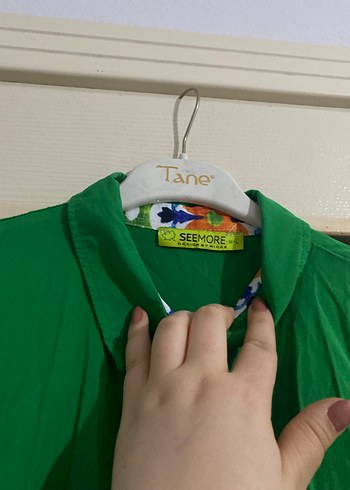 Uzun Yeşil Bohem Kadın gömlek - Görsel 3