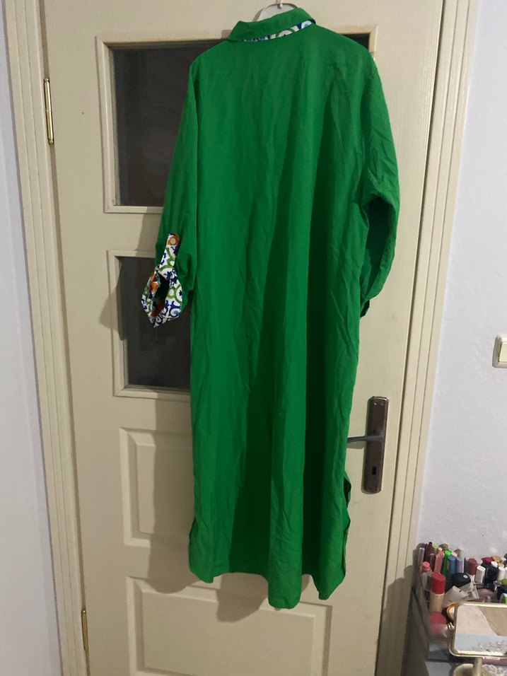 Uzun Yeşil Bohem Kadın gömlek - Görsel 5