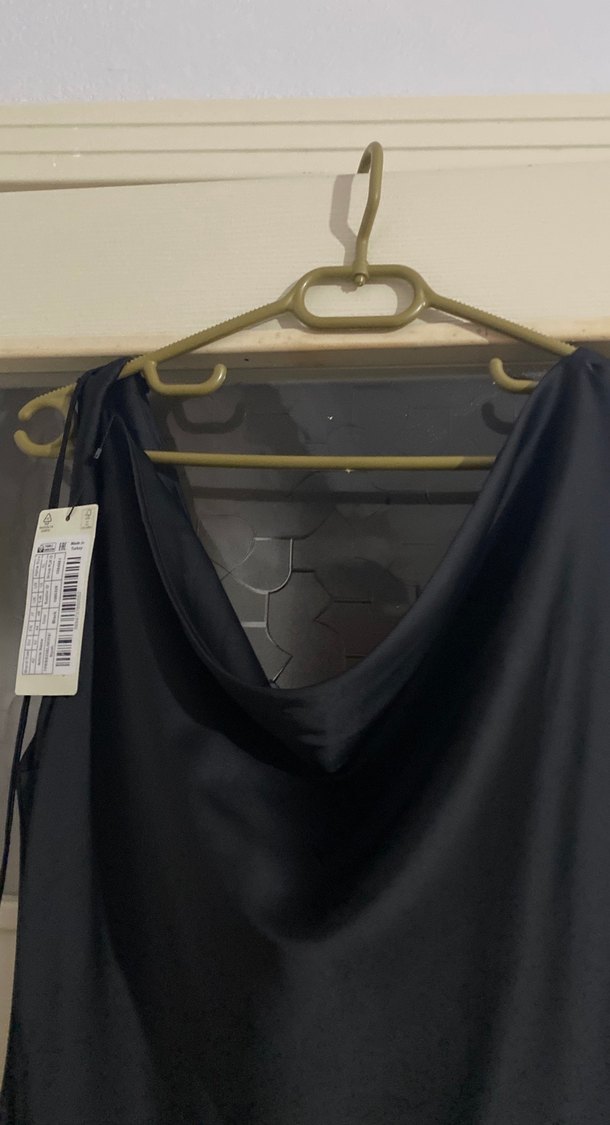 Siyah Uzun Drapeli Kadın Elbise - Görsel 2