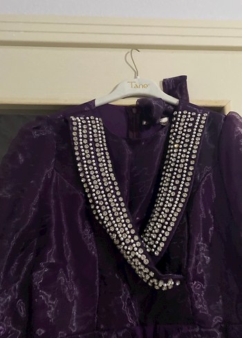 Uzun Mor Gotik Kadın Abiye Elbise çok az bir yırtık var - Görsel 2