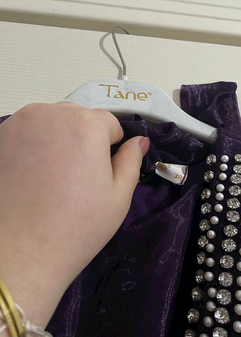 Uzun Mor Gotik Kadın Abiye Elbise çok az bir yırtık var - Görsel 3