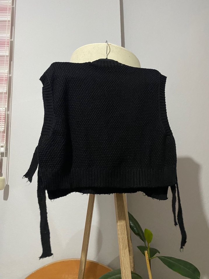 Siyah Örgü Kadın Süveter - Görsel 3