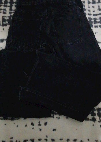 Kadın Siyah bol kot pantolon - Görsel 3