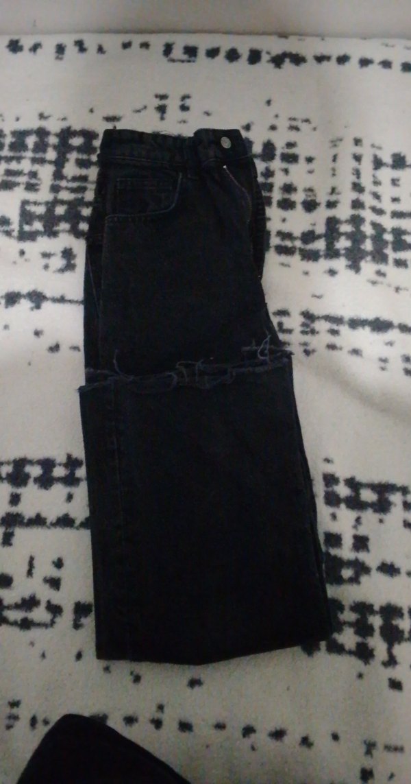 Kadın Siyah bol kot pantolon - Görsel 2