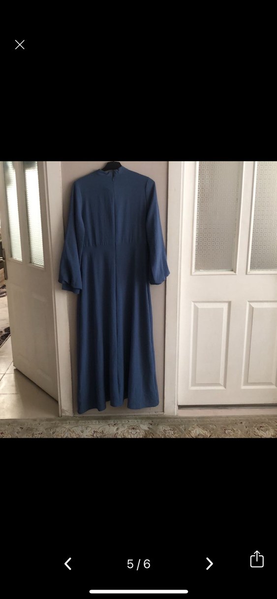 Lacivert Kadın Uzun  Elbise - Görsel 5
