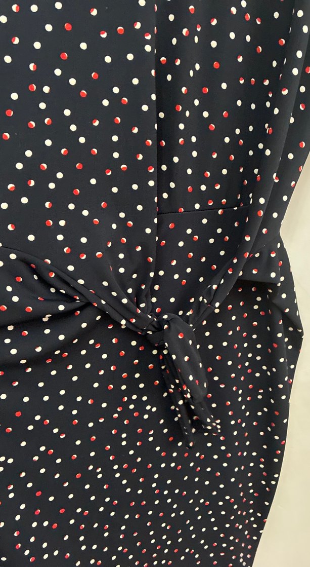 Puantiye Desenli Siyah Midi Elbise - Görsel 4