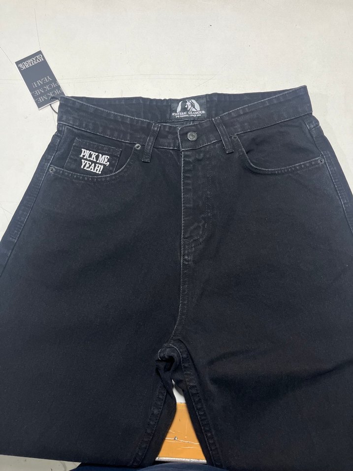 Siyah Baskılı Rock Punk Denim Pantolon - Görsel 2