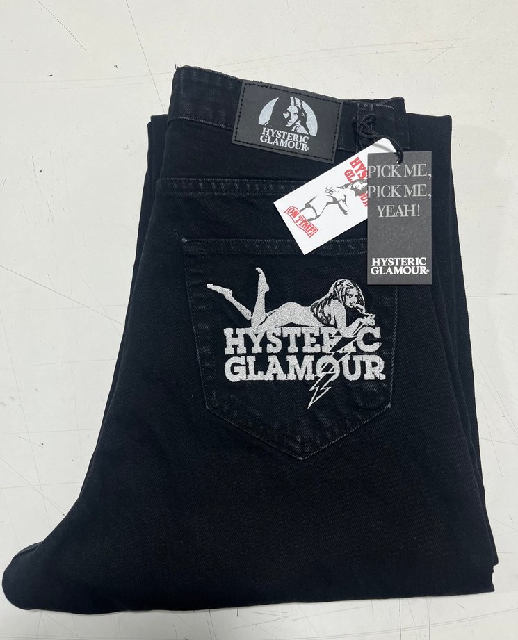 Siyah Baskılı Rock Punk Denim Pantolon - Görsel 3