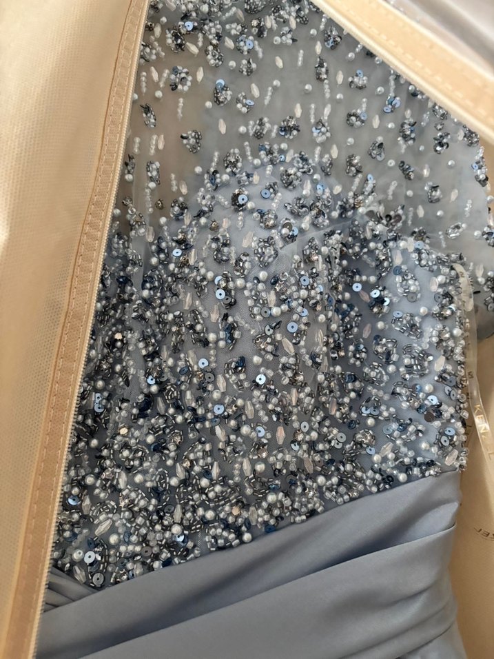 Mavi taşlı Desenli Uzun Bohem Elbise - Görsel 4