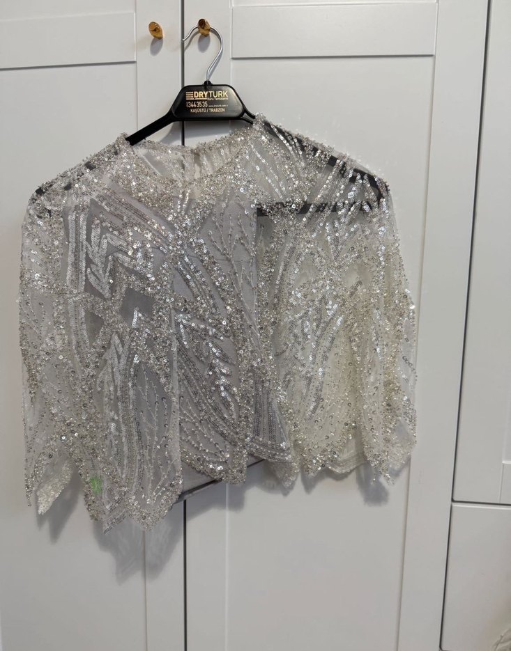 Beyaz Drapeli Straplez Uzun Abiye Elbise - Görsel 4