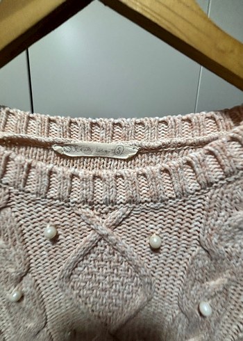 Bej Örgü Bohem Kadın Triko Kazak - Görsel 3