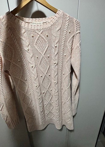 Bej Örgü Bohem Kadın Triko Kazak - Görsel 2