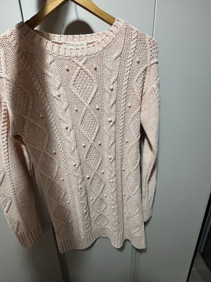 Bej Örgü Bohem Kadın Triko Kazak - Görsel 2