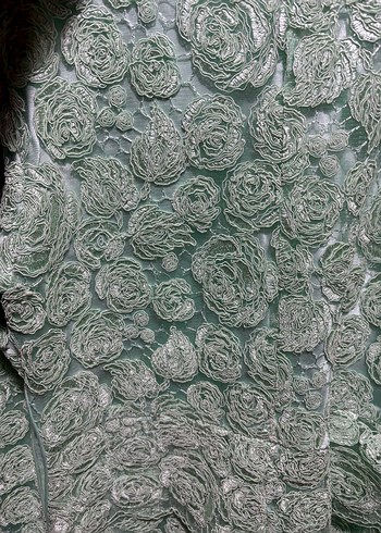 Yeşil Nakışlı Uzun Dantel Kadın Elbise - Görsel 2