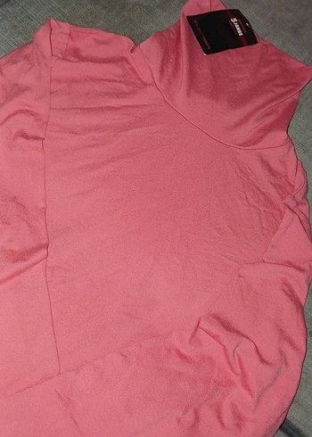 Pembe boğazlı uzun Kollu Kadın Tişört - Görsel 2