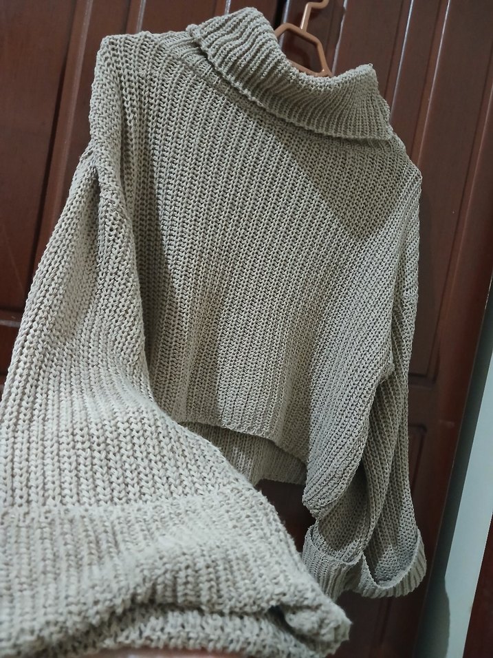 Gri Bohem Balıkçı Yaka Örgü Kadın Kazak - Görsel 2