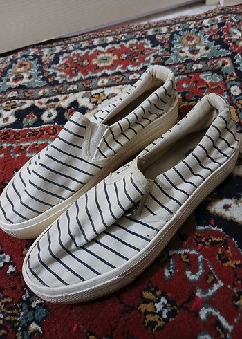 Kadın Beyaz Çizgili Velcro Spor Ayakkabı - Görsel 2