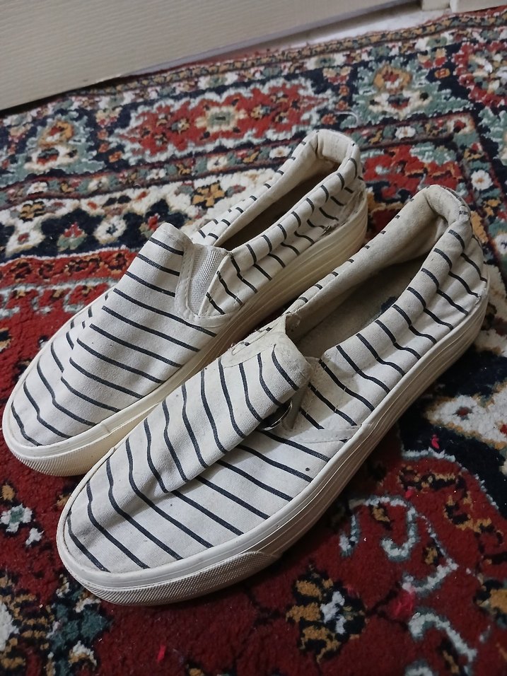 Kadın Beyaz Çizgili Velcro Spor Ayakkabı - Görsel 2