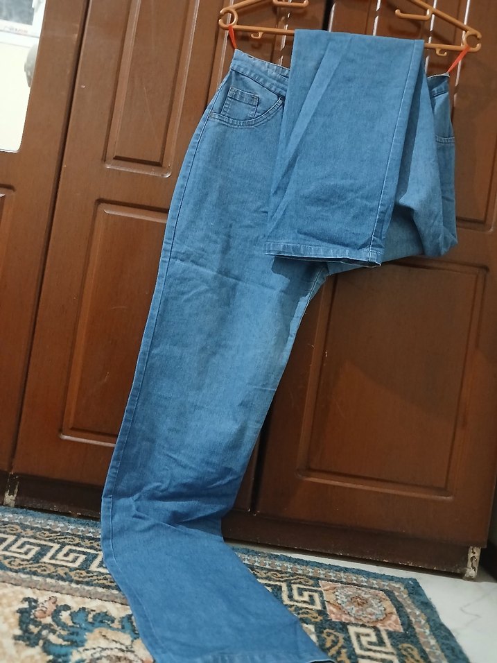 Mavi renkli Rahat Kesim Kadın Kot Pantolon - Görsel 2