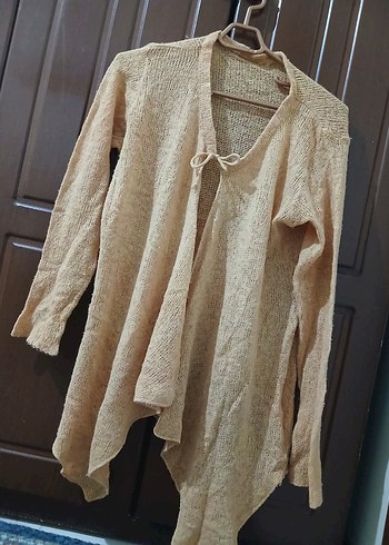Bej Örgü Kadın Keten Hırka - Görsel 2