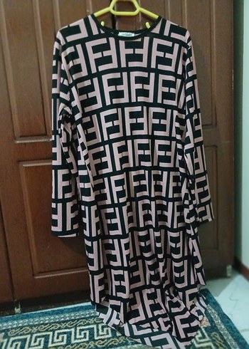 Uzun Kollu, Pileli, Desenli Tunik veya elbise - Görsel 3