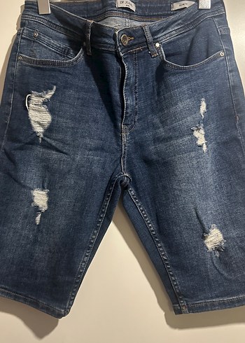 Erkek Koyu Mavi Bol Kesim Denim Şort - Görsel 3