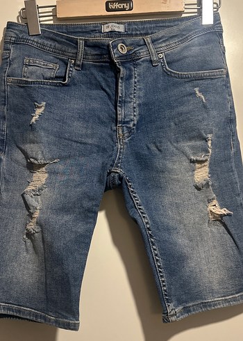 Erkek Gri Renkli Bol Kesim Denim Şort - Görsel 2