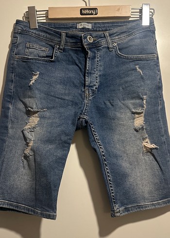 Erkek Gri Renkli Bol Kesim Denim Şort - Görsel 3