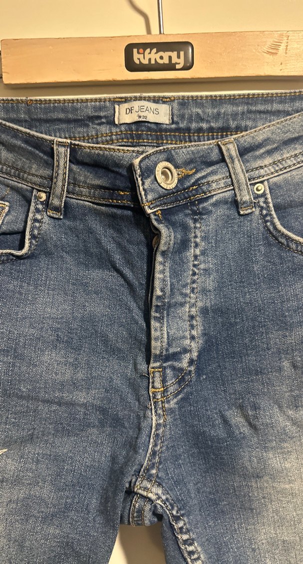 Erkek Gri Renkli Bol Kesim Denim Şort - Görsel 4