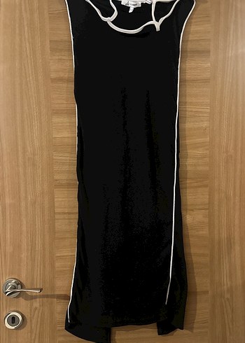 Siyah Yüksek Yakalı Uzun Kadın Elbise - Görsel 3