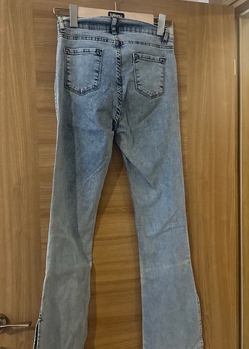 Kadın Gri Bol Kesim Midi Kot Pantolon - Görsel 3