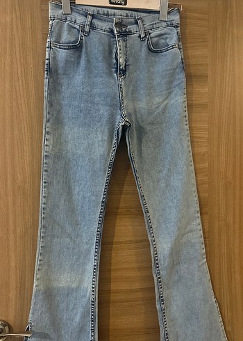 Kadın Gri Bol Kesim Midi Kot Pantolon - Görsel 2