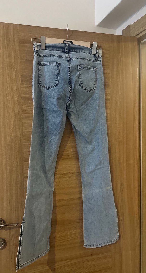 Kadın Gri Bol Kesim Midi Kot Pantolon - Görsel 3