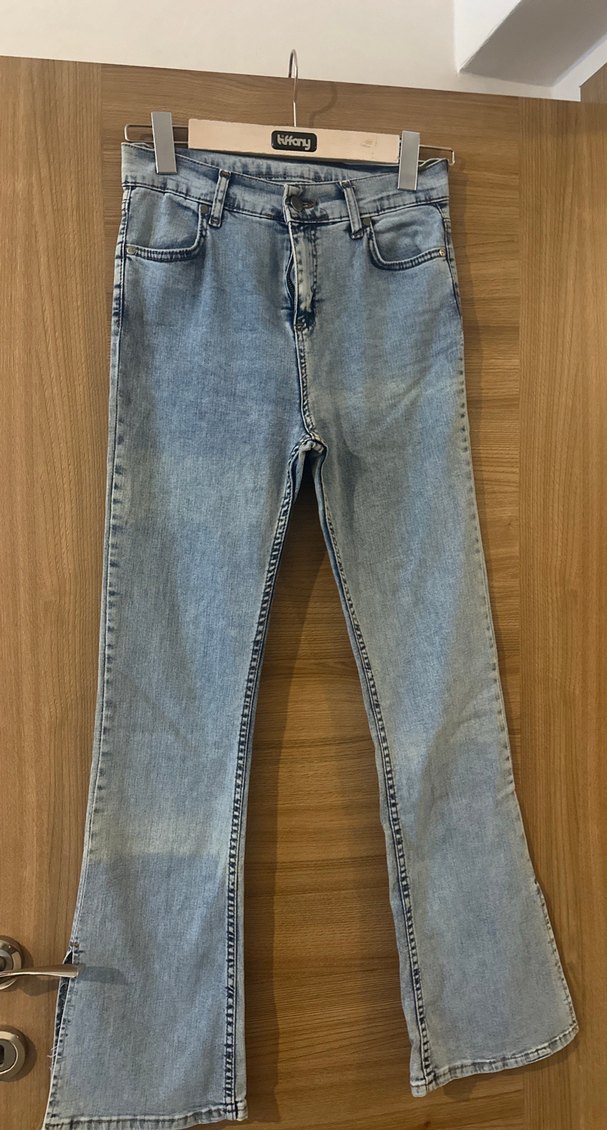 Kadın Gri Bol Kesim Midi Kot Pantolon - Görsel 2