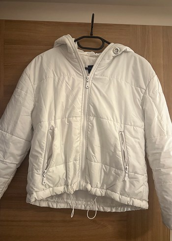 Beyaz Fermuarlı Kadın Midi Mont - Görsel 3