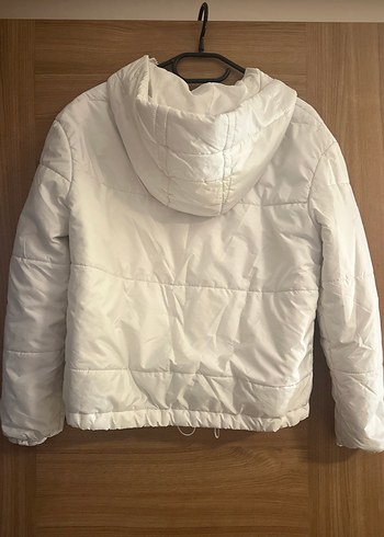 Beyaz Fermuarlı Kadın Midi Mont - Görsel 5