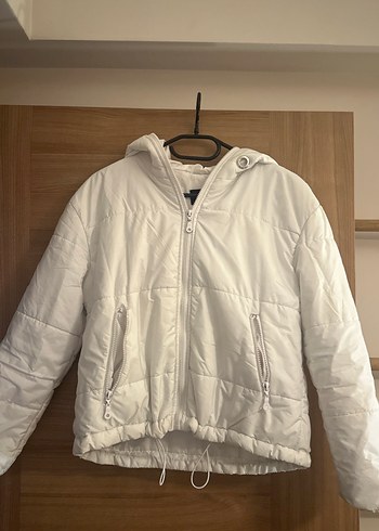 Beyaz Fermuarlı Kadın Midi Mont - Görsel 2