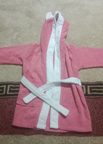 Kız Çocuk Pembe Desenli Bornoz1/2 Yaş - Görsel 3