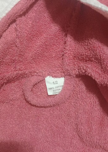 Kız Çocuk Pembe Desenli Bornoz1/2 Yaş - Görsel 5